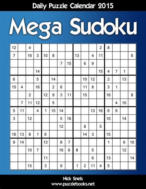 Daily Mega Sudoku 16x16 Puzzle Calendar 2015 Sudoku Printable