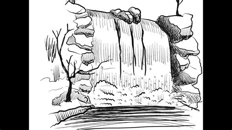 Daily Sketch 0037 How To Draw A Waterfall Youtube