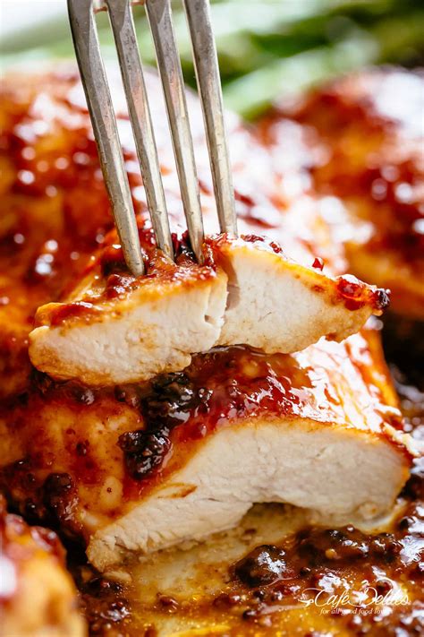 Easy, quick and perfect chicken every time. Baked Chicken Breasts with Honey Mustard Sauce - Cravings Happen