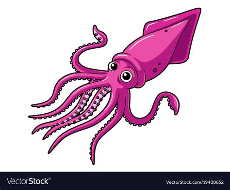 Cartoon Squid Royalty Free Vector Image Vectorstock