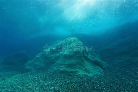 A Rock Underwater On The Seabed Mediterranean Sea Stock Image Image