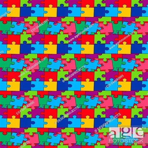 Seamless Pattern With Color Puzzles Vector Illustration Stock Vector