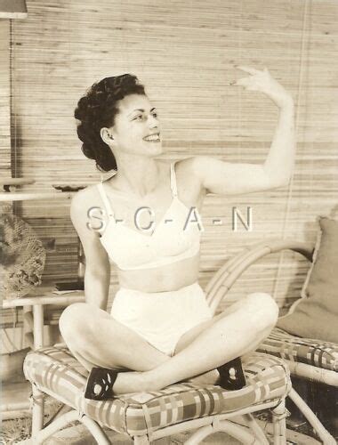 Org Vintage 1940s 50s Nude Rp Happy Smiling Woman In Chair Bullet Bra Panties Ebay