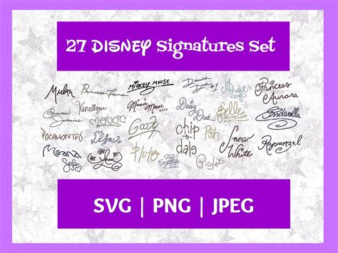 Character Princess Signature Autograph Set Svg  Png Etsy