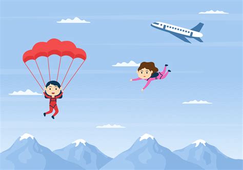 Skydive Sport Of Outdoor Activity Recreation Using Parachute Vector