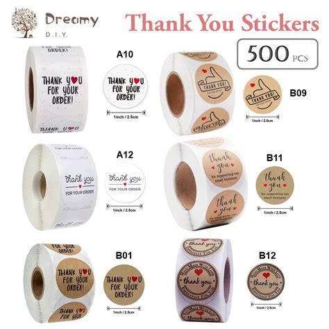 Ready Stock 500pcsroll Thank You Sticker Terima Kasih Packaging