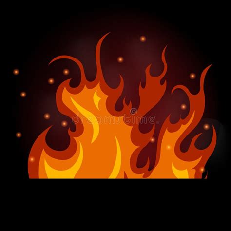 Vector Illustration Of Burning Fire On A Black Background Stock Vector