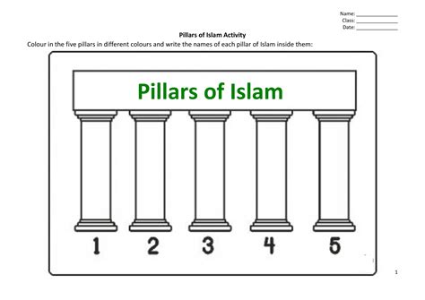 The Five Pillars Of Islam Worksheet