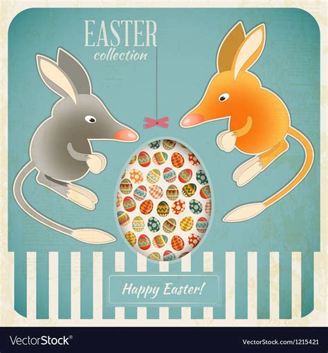 Retro Vintage Card With Easter Australian Bilby Vector Image