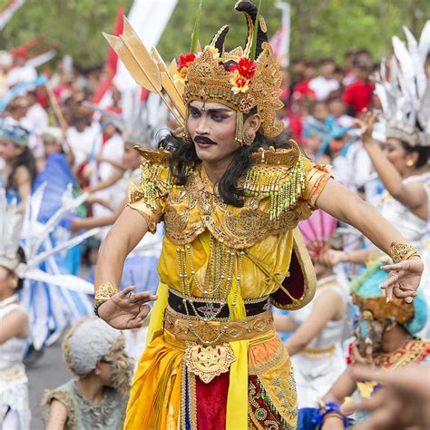 Balinese Man Dressed In A National Costume For Street Ceremony In
