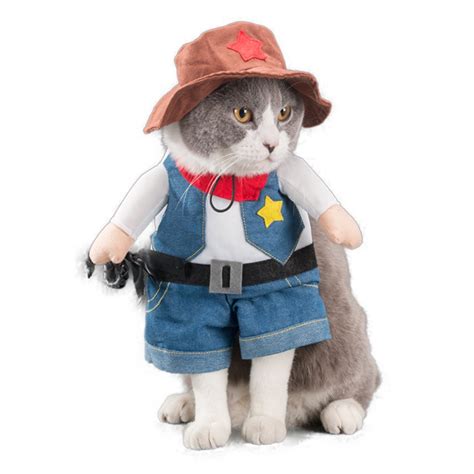 Funny Pet Cat Costumes Cowboy Western Cosplay Suit Halloween Christmas