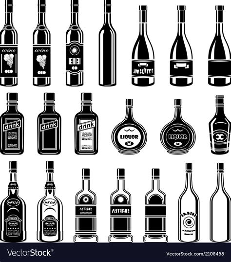 Set Of Alcohol Bottles Royalty Free Vector Image