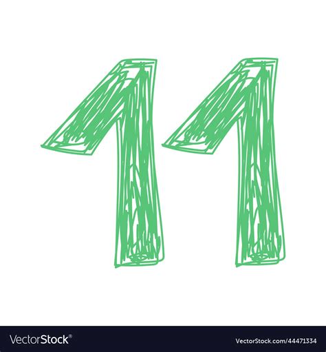 Number 11 Hand Drawn Line Sketch Digit Children Vector Image