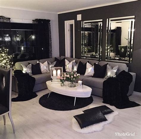 Perfect 💫 Complete Black Living Room Decor Silver Living Room