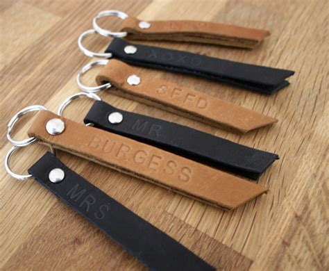 Custom Personalized Leather Key Chain Brown Or Black Leather