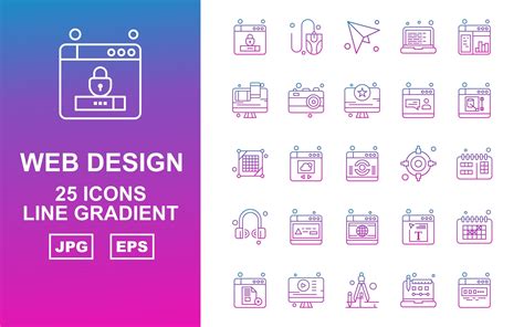 25 Premium Web Design And Development Line Gradient Icon Pack 1893182
