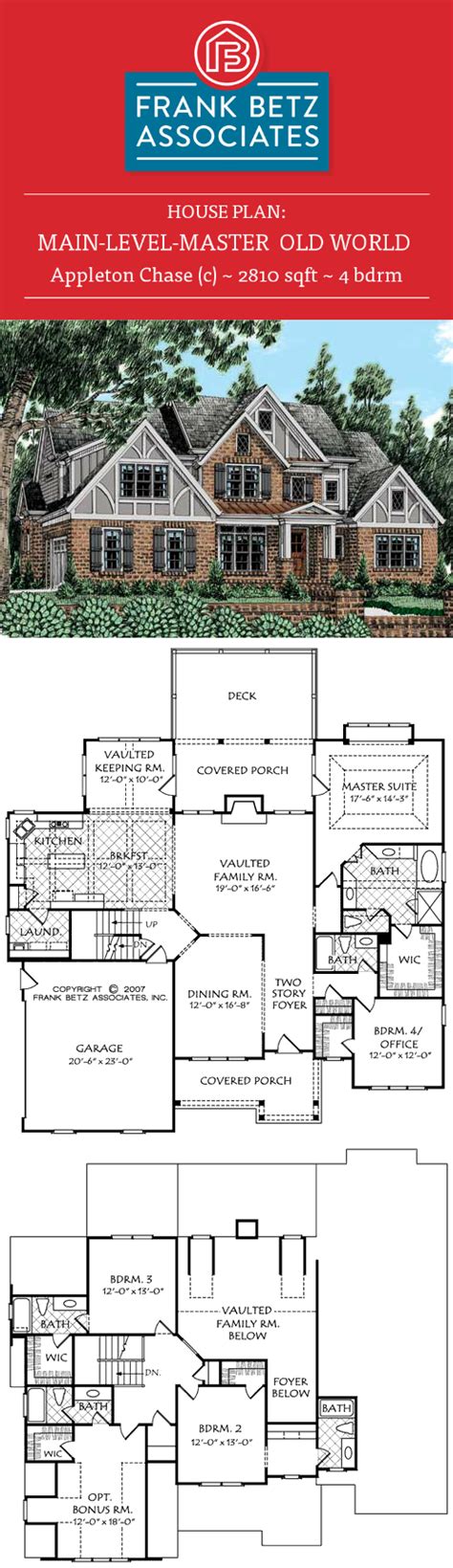 Appleton Chase C 2810 Sqft 4 Bdrm House Plan Design By Frank Betz