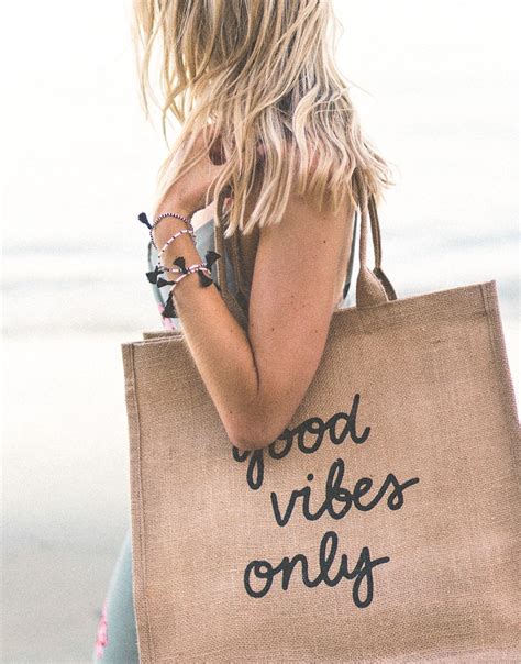 Fair Trade Beach Bag Good Vibes Only The Little Market Jute