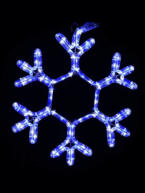 Blue And Cool White Branched Star Snowflake Led Rope Light Silhouette