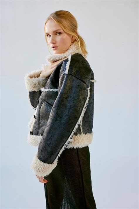 Urban Outfitters Uo Maria Faux Leather And Shearling Jacket Flipboard
