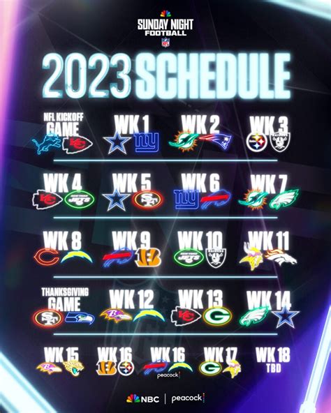 2023 24 Nfl Sunday Night Football Schedule Kobi Tv Nbc5 Koti Tv Nbc2