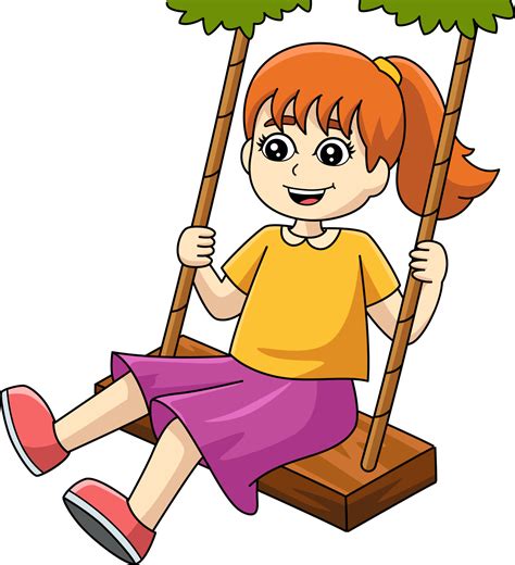 Girl On A Swing Cartoon Colored Clipart 7066621 Vector Art At Vecteezy