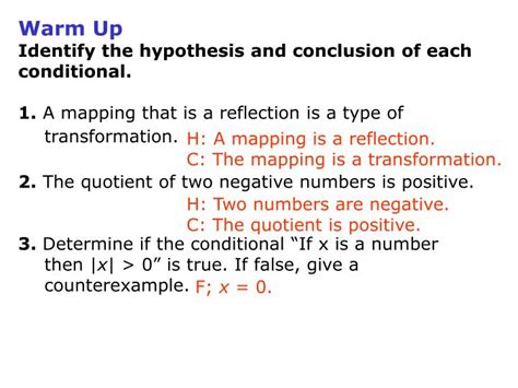 Ppt Warm Up Identify The Hypothesis And Conclusion Of Each