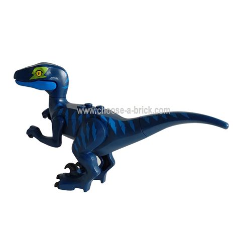 Dark Blue Raptor Velociraptor With Lime Eye Patch Lego Minifigure