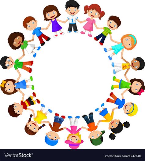 Circle Happy Children Different Races Royalty Free Vector