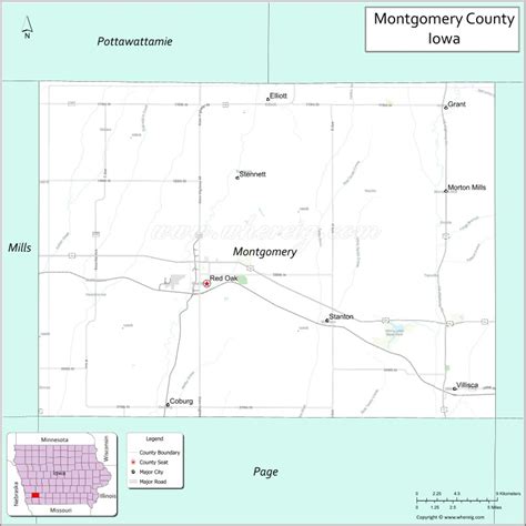 Map Of Montgomery County Iowa Where Is Located Cities Population