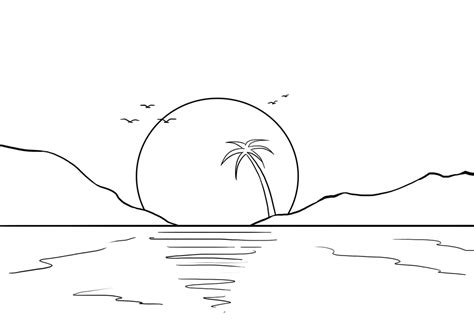 How To Draw A Beach Sunset