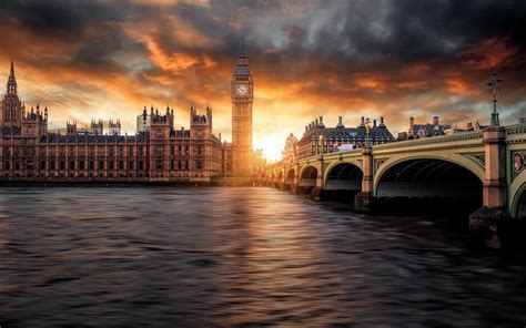 Big Ben London Parliament Sunset Wallpapers 1920x1200 393406