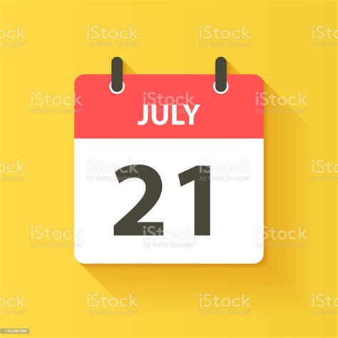 July 21 Daily Calendar Icon In Flat Design Style Stock Illustration