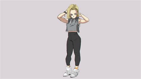 wallpaper dragon ball z dragon ball android 18 anime girls simple background 1920x1080