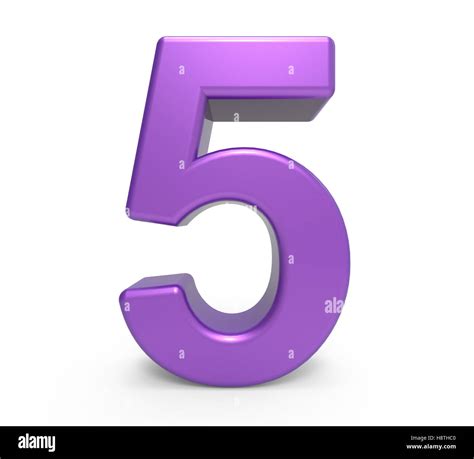 3d Rendering Purple Number 5 Isolated White Background Stock Photo Alamy