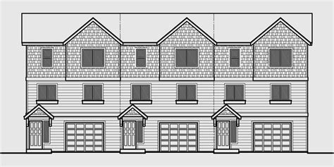 Triplex Plans Small Lot House Row House Plans 128595