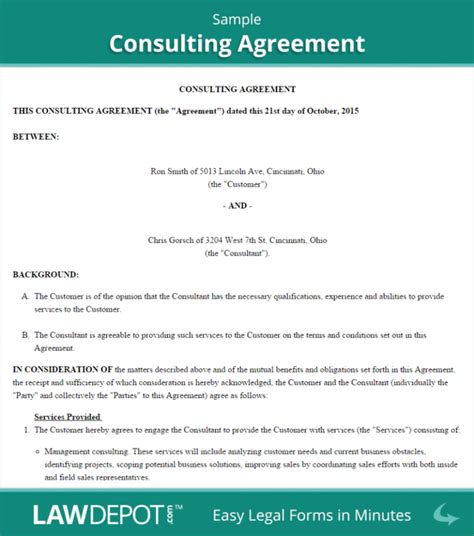 Printable 25 Consulting Agreement Samples Samples And Templates