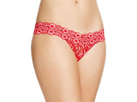 Hanky Panky Thong Cross Dyed Signature Lace Low Rise 591054 In Red