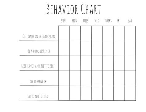 Printable Behavior Chart Adhd Digital Download Etsy