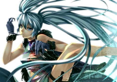 Gloves Hatsune Miku Jpeg Artifacts Long Hair Rby Twintails Vocaloid