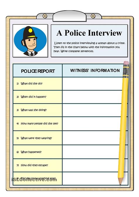 A Police Intervew Listening Listening Writing Complete Sentences