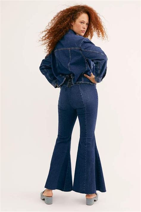 We The Free Crvy Super High Rise Lace Up Flare Jeans Flare Jeans