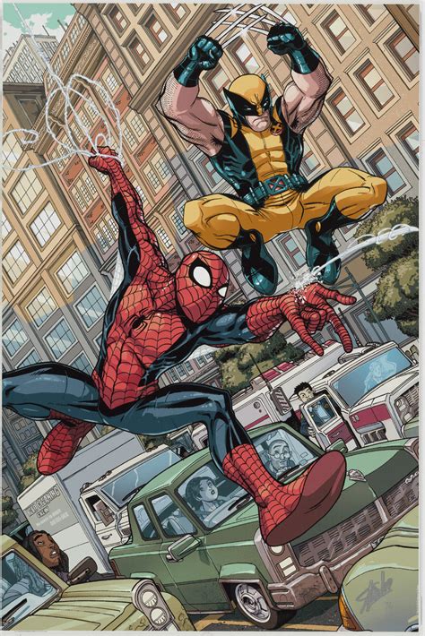 Marvel Astonishing Spider Man Wolverine Castle Fine Art
