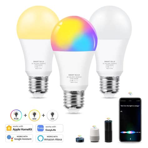 Dimmable 12w E27 Wifi Smart Light Bulb Rgb White Warm White Homekit