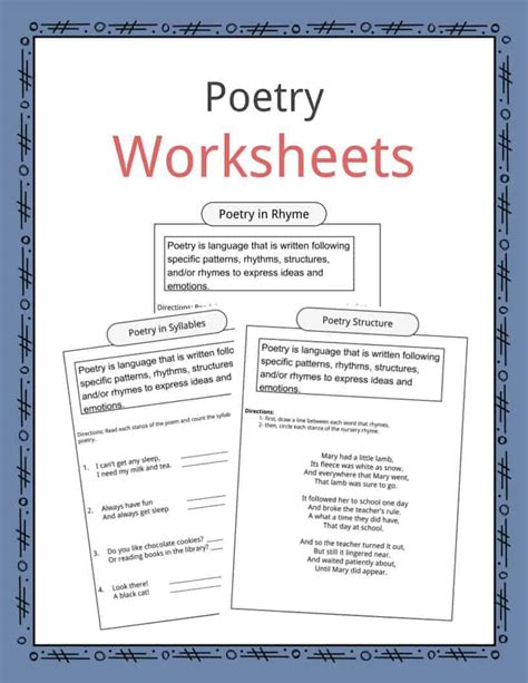 Elements Of Poetry Worksheet