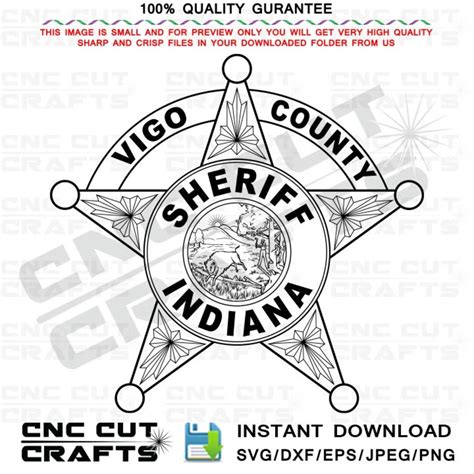 Vigo County Sheriff Badge Vector Svg Indiana State Sheriff Star Patch