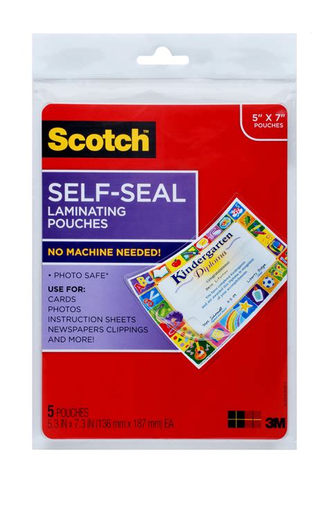 Scotch Self Sealing Photo Laminating Sheets Gloss 5 X 7 5 Count