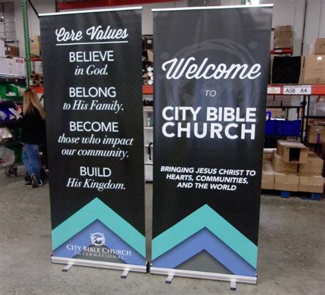 Vinyl Retractable Stand Up Banner Church Lobby Church Banners