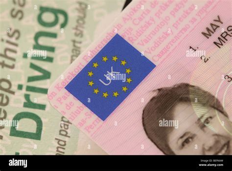 Uk Driving Licence Photo Id With European Union Logo Stock Photo Alamy