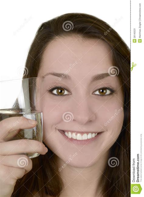 Young Woman With Glass Of Water Smiling Stock Image Image Of Beauty